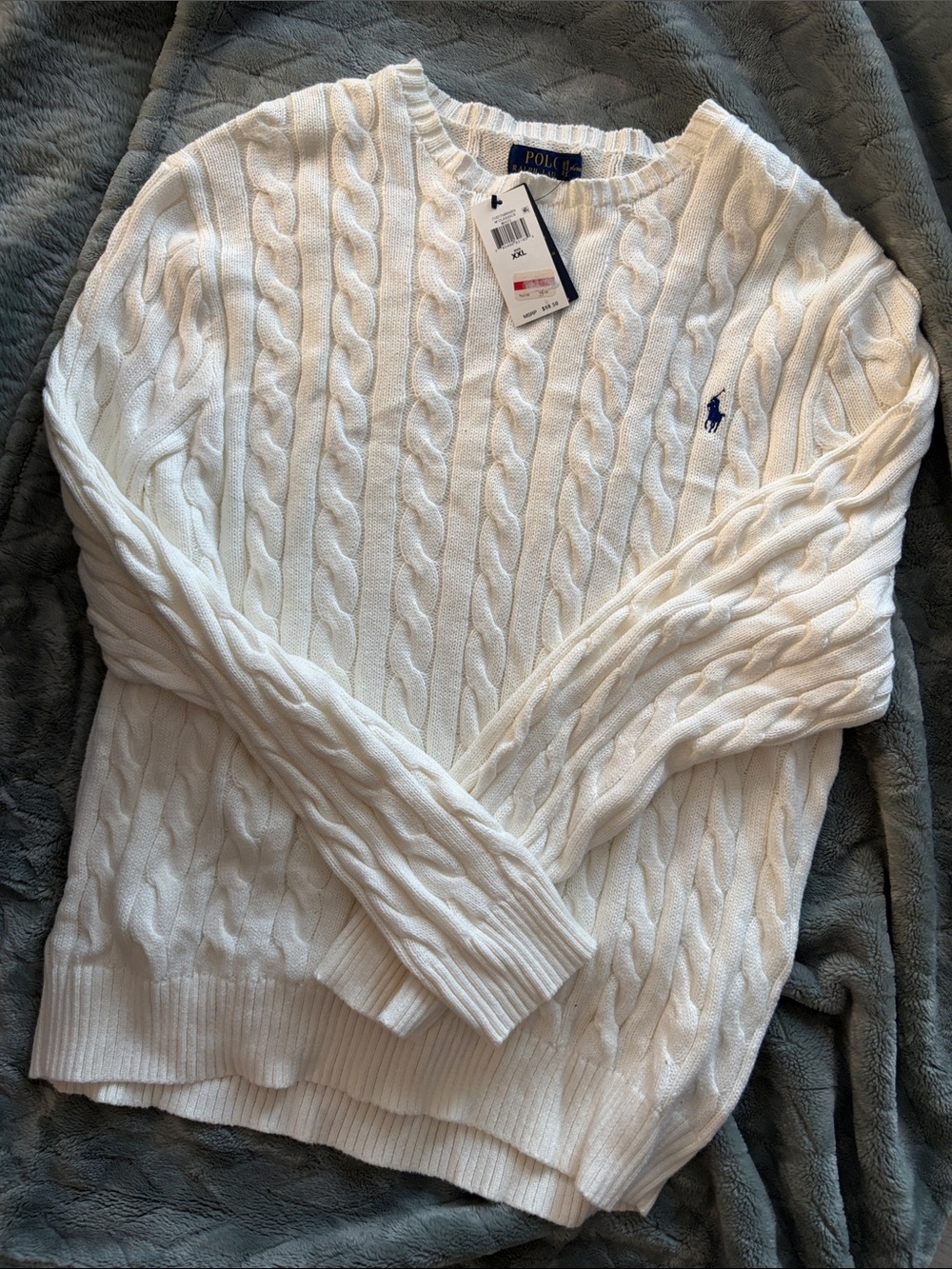 Polo by Ralph Lauren Cream Cable-Knit Scoop Neck Sweater